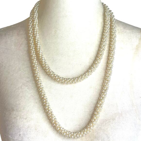 Vintage Faux Mini Pearls Rope Necklace - Picture 1 of 4
